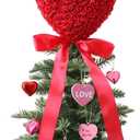 Soulchen Valentine Day Tree Topper 11.8 Inch Heart Tree Topper with Bow Rose Valentines Trees Ornaments Decorations for Valentine's Day Wedding Holiday Party Supplies(Red)