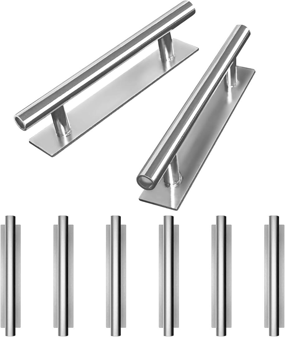 kwa heri Self-Stick Push Pull Helper Hidden Cabinet Handle ABS Plastic Door Window Wardrobe Handle Instant Cabinet Drawer Furniture Handles (15, Silver)