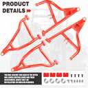 High Clearance Front Upper & Lower A Arms Kit for 2017-2020 Polaris RZR S 900/ RZR 4 900(2017-2018), Heavy Duty High Clearance Forward Offset Front A-Arms, Red