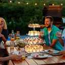 Cupcake Stand with Lights, 4 Tier Cupcake Holder, Light Up Cupcake Stand for 24 Cupcakes, Dessert Table Display Set for Weddings, Christmas, Birthday Parties (Yellow Light)