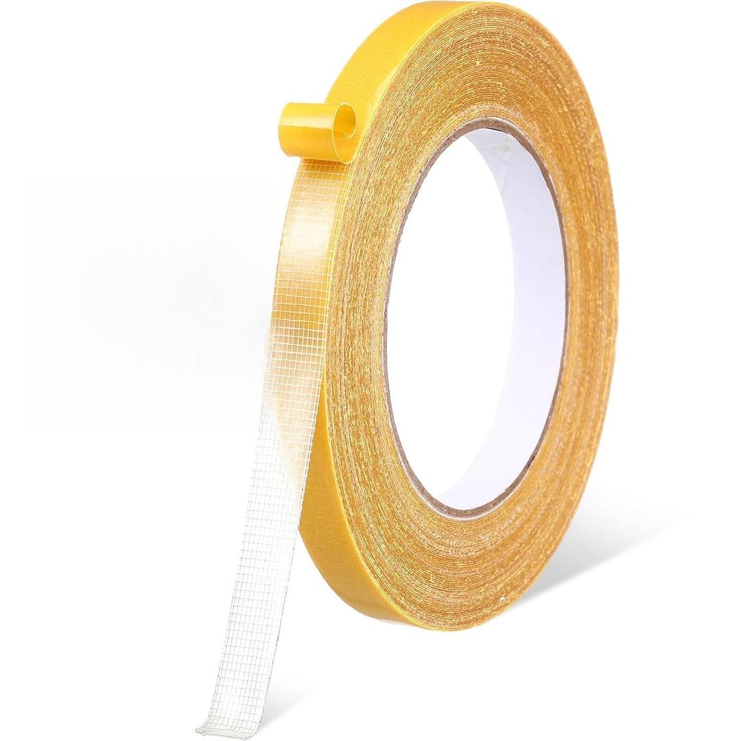 2 x Crtiin 1rolls Double Sided Fabric Tape Heavy Duty, 0.5 in x 66ft/20m, Multifunctional Hem Tape No Sew for Clothes, Curtains, Carpet, Crafts and DIY Projects, Removable Residue (350u Thick,Yellow)