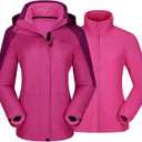 CAMEL CROWN Women Ski Jacket Waterproof 3 in 1 Winter Snow Mountain Coat Warm Fleece Windbreaker Hooded Snowboarding Jackets, XL