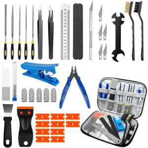 50pcs 3D Printer Tool Kit & Accessories Nozzle Cleaning Tools, Scrapers, Files, Wire Cutter, Craft Knife, Tube Cutter, Wrench & Tweezers Complete Starter Kit with Tool Bag for Cleaning & Finishing