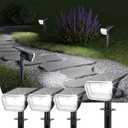 Linkind Solar Spot Lights Outdoor Waterproof IP67, 60 LED Solar Flood Lights 30% High Conversion Landscape Lighting for Garden Yard Pathway (4 Pack, Cool White)
