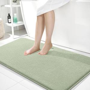 OLANLY Thick Memory Foam Large Bathroom Rugs 40x24, Extra Soft Absorbent Bath Rug, Quick Dry Bath Mat, Non-Slip, Machine Washable Mats for Bathroom, Tub and Shower, Home Decor Accessories, Sage Green
