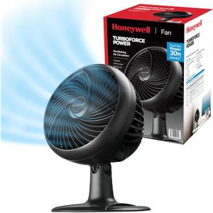 Honeywell Fan, Turbo Force Oscillating Table Fan with 3 Speeds, Air Circulator for Bedroom, Black, HT-906, Medium