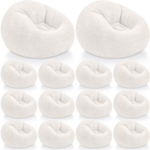 Realspring Inflatable Bean Bag Chairs Outdoor Blow up Camping Chairs Inflatable Lazy Sofa Folding Portable Bean Bag Loungers Couch for Movie Night(Beige,12 Pcs), 38.5 x 21.6 x 11 inches