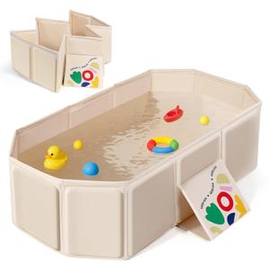 Orzbow Collapsible Baby Bathtub, Toddler Bathtub with Non-Slip Base, Portable Bath Tub for Kids Infant 12 Months+ Travel, Easy to Clean, Stable & Durable, Space-Saving, White