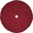36-Inch Ruffled Sweater Knit Christmas Tree Skirt with Lace Ties, Burgundy