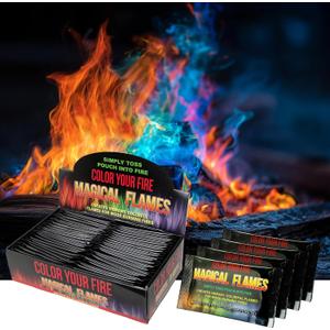 Magical Flames Fire Color Packets (50 Pack), Vibrant Multi-Color Fire for Fire Pits, Campfires, Bonfires & Fireplaces - Camping Essentials & Outdoor Party Accessories