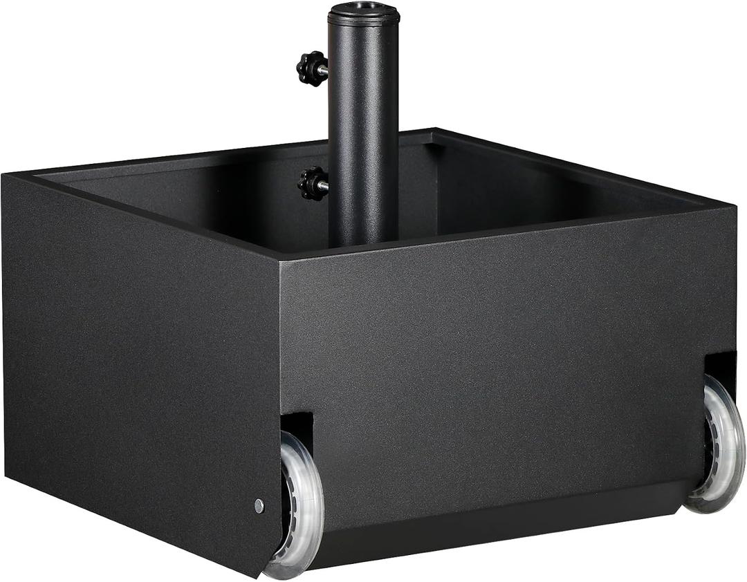 Patio Umbrella Base with Wheels, Heavy Duty Umbrella Base Stand with Fillable Planter, 150LBS Capacity Umbrella Stand for Outdoor, Patios, Gardens