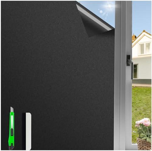 Total Blackout Window Privacy Film,Blackout Film Privacy Heat Control Sun Blocking,Static Cling Windows Film Black Out Cover,Removable House Tint