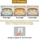 VETRULUS Crystal Chandelier 16Inch Gold Semi Flush Mount Ceiling Light Fixture Modern Chandeliers for Kitchen Dining Room Hallway Bedroom