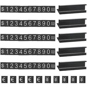 PATIKIL Price Cube Display Price Blocks Adjustable Removable Number Price Stand Black Counter Price Display for Retail White on Black, Ten Thousand Digit, 10 Set