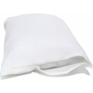 National Allergy Premium 100% Cotton Zippered Pillow Protector - Standard Size - White - 2 Pack - 300 Thread Count - Hypoallergenic Bed Pillowcase with Zipper - Breathable Encasement Cover