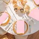 100 Pcs Pink Paper Napkins Disposable, Pink and Gold Party Napkins, Premium Quality Scalloped Dinner Napkins for Birthday Wedding Bridal Shower Party