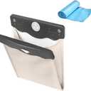 Car Trash Bag, Waterproof PU Leather with Magnet Closure Design and LED Light, Auto Rubbish Container for Back Seat, Multipurpose Hanging Garbage Can with 30 Disposable Trash Bags (Beige)