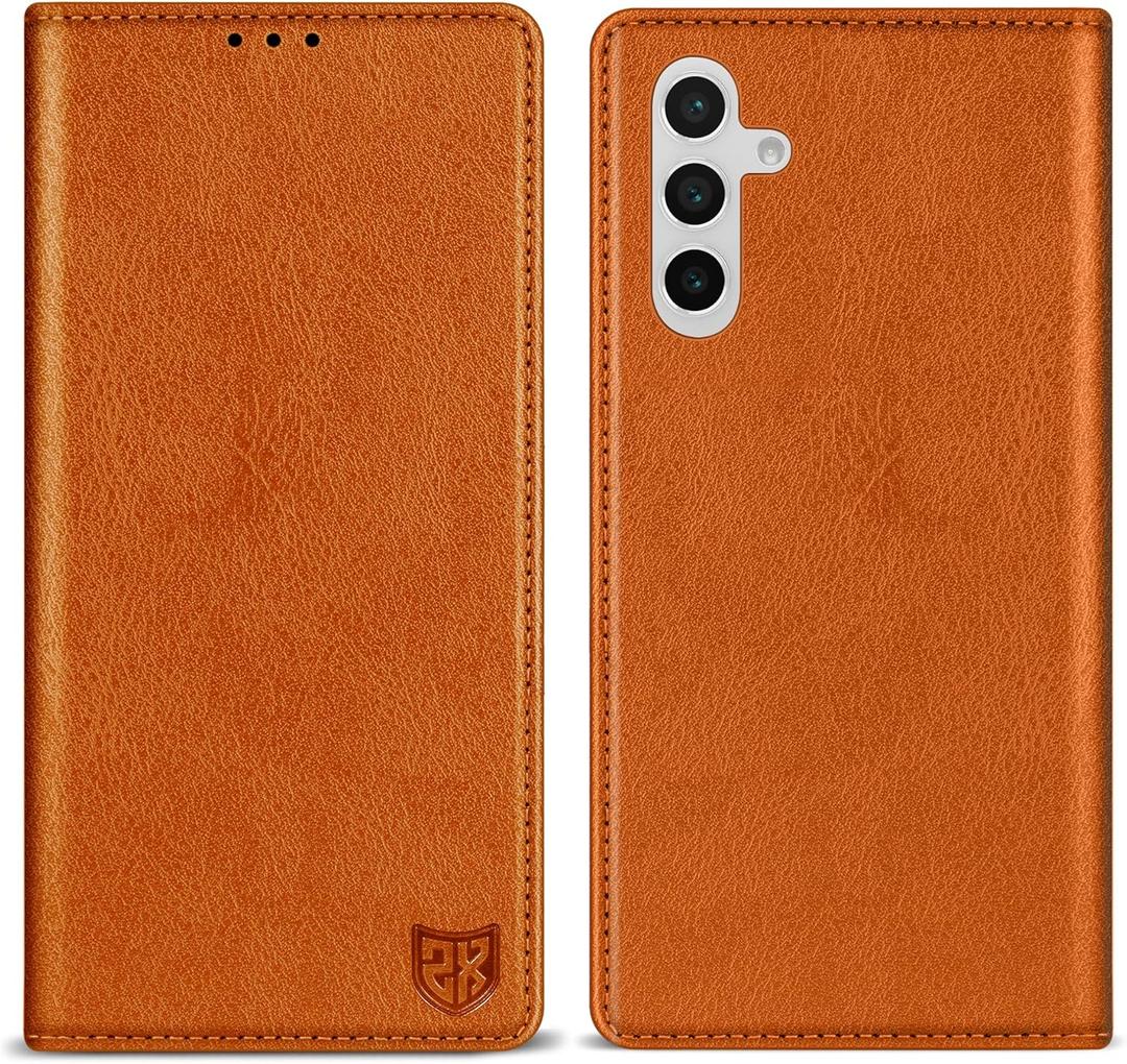 ZZXX for Samsung Galaxy S24 FE Wallet Case with [RFID Blocking] Card Slot Stand Strong Magnetic Leather Flip Fold Protective Phone Case for Samsung Galaxy S24 FE Case Wallet(Brown-6.7 inch)