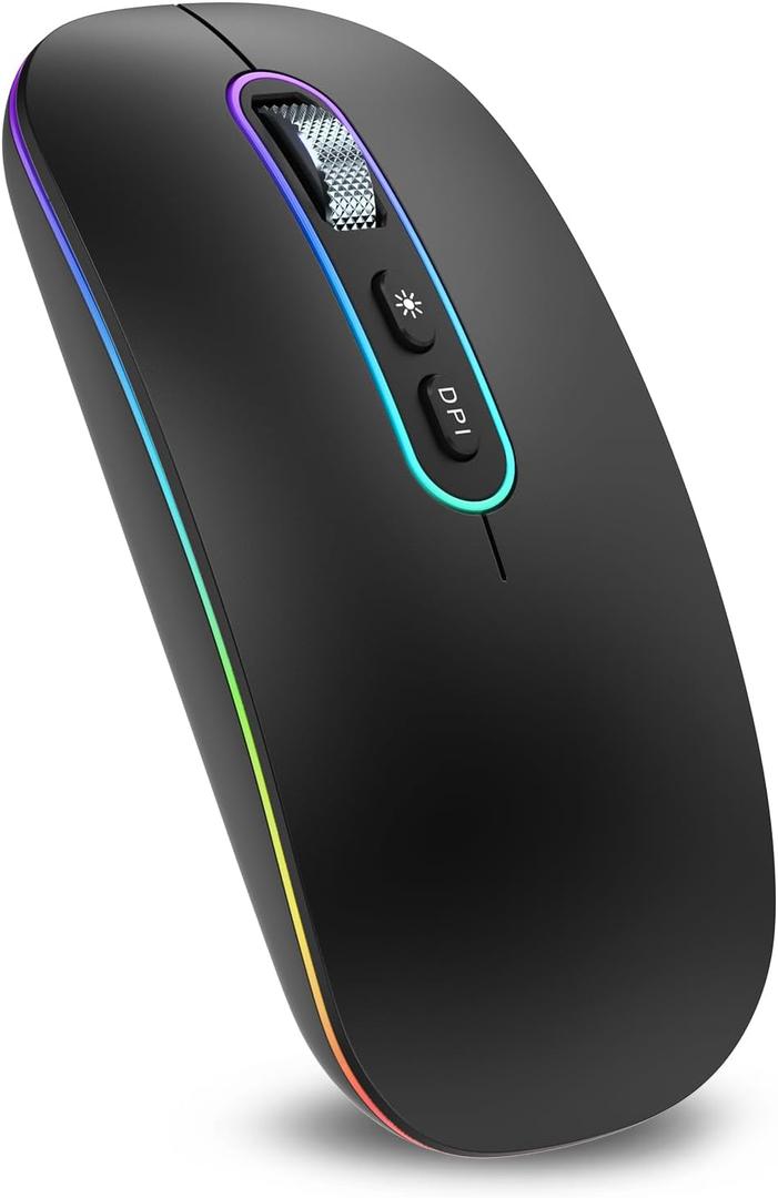 cimetech Wireless Mouse Bluetooth for Laptop, M01 Rechargeable Silent LED Computer USB Mice, [BT5.1 and 2.4G Receiver] Dual Mode Slim Sleek, Plug and Play for iPad Mac Chromebook Tablet PC Notebook