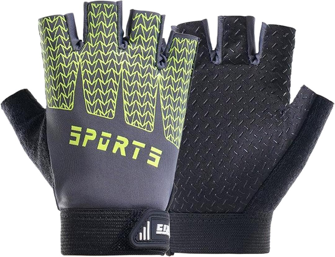 Girls Fingerless Bike Gloves, Sport Gloves for 4-10 Year Girls Monkey Bars Rock Climbing Cycling Biking Fishing (Green)