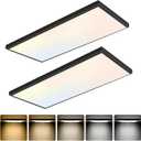 GT-Lite 2 Pack 2'x4' 5500 Lumen LED Flat Panel, Black Trim Flush Mount and Drop Ceiling,5 CCT, 3 Level Dim,CRI 90 for Home and Office