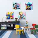 Fuinkqe 4 Ps Paint by Numbers for Kids with Framed Canvas,Cartoon Paint by Numbers for Kids Ages 8-12 with Wooden Easel,Easy Acrylic Painting Kits for Home Wall Decor 8X8 Inch