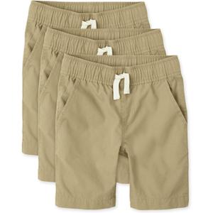 The Children's Place Boys' Pull on Jogger Shorts (14, Flax 3-pack)