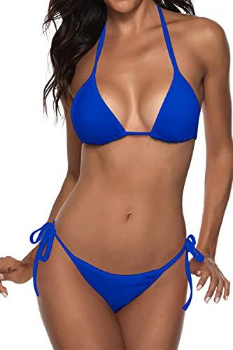 Women Two Piece Bikini Swimsuit Sexy Swimwear Halter String Triangle Bikini Sets RoyalBlue M Women Two Piece Bikini Swimsuit Sexy Swimwear Halter String Triangle Bikini Sets RoyalBlue M