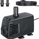 POPOSOAP 400GPH Submersible Pump(1500L/H, 24W), Ultra Quiet Fountain Pump with Over Heating Protection & Filter Sponge 6.6ft High Lift for Pond, Fish Tank, Aquarium, Hydroponics, Waterfall Q103