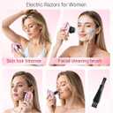 Electric Razors for Women, 5-in-1 Rechargeable Body Shaver - Waterproof Wet Dry Hair Remover - Trimmer for Lady Face Underarms Bikini,Lips,arms, Legs