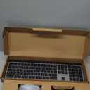 MEETION New Wireless Bluetooth Keyboard and Mouse, Dual Bluetooth and USB Full Size Rechargeable Keyboard with 4 DPI Ergonomic Mouse for Laptop/PC/Computer/iPad, Mac/Windows, C9990 Black Gray