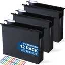 SortRax Plastic Extra Capacity Hanging File Folders, 2" Expanding Pocket, Heavy Duty for Filing Cabinet, Insertable 1/5-Cut Tabs, Letter Size - 12 Pack