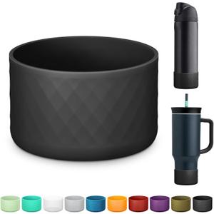 Silicone Boot for Owala Water Bottle 24 oz 32 oz 40 oz, Anti-Slip Protective Sleeve for FreeSip/Twist/Flip Stainless Steel Water Bottles Accessories (black)