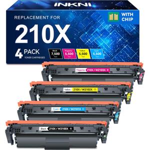 210X Toner Cartridges 4 Pack 4301fdw Compatible Replacement for HP 210X 210A 210 Toner for HP Color LaserJet Pro MFP 4301fdw 4301fdn Pro 4201dw 4201dn Printer Ink W2100X W2100A (B/C/M/Y, with Chip)