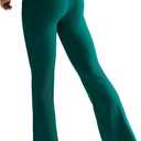RUNNING GIRL Flare Pants with Pockets, High Waist Yoga Pants Buttery Soft Bootcut Wide Leg Leggings for Women (Green, L)