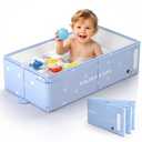 Collapsible Baby Bathtub-for Newborn Infants Toddlers 0-8 Years-Home Indoor Outdoor Travel RV Hotel Use-Baby Bathing Toddler Shower Kids Pool-No Assembly Space Saving Foldable Portable Easy to Clean