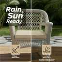 Outdoor Chair Cushions, Water-Resistant & Fade-Resistant, Patio Furniture Seat Replacement Chair Pads with Ties Zipper, Removable Cover, Non-Slip Bottom, Set of 6, 18.5 x 16 Inch, Natural