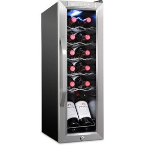 Ivation 12 Bottle Compressor Wine Cooler, Stainless Steel Fridge w/Lock
Small, quiet freestanding wine refrigerator and cellar with UV glass door, LED light, and 41-64F digital temp control