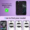 KANGHAR for iPhone 16 Pro Case Cute Leopard Design Soft Flexible TPU Large Window Camera Lens Protector Phone Case Protective Cover Black and Purple Cheetah Print