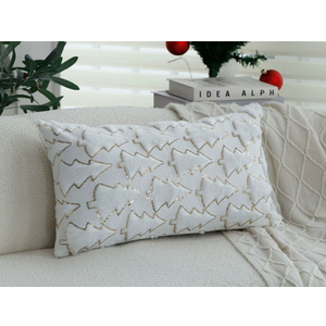 Rguct Christmas Pillow Covers 12x20 inch Set of 2,Christmas Pillows Tree White Faux Fur Throw Pillow Covers,Winter Holiday Farmhouse Cushion Case Decoration for Sofa Couch