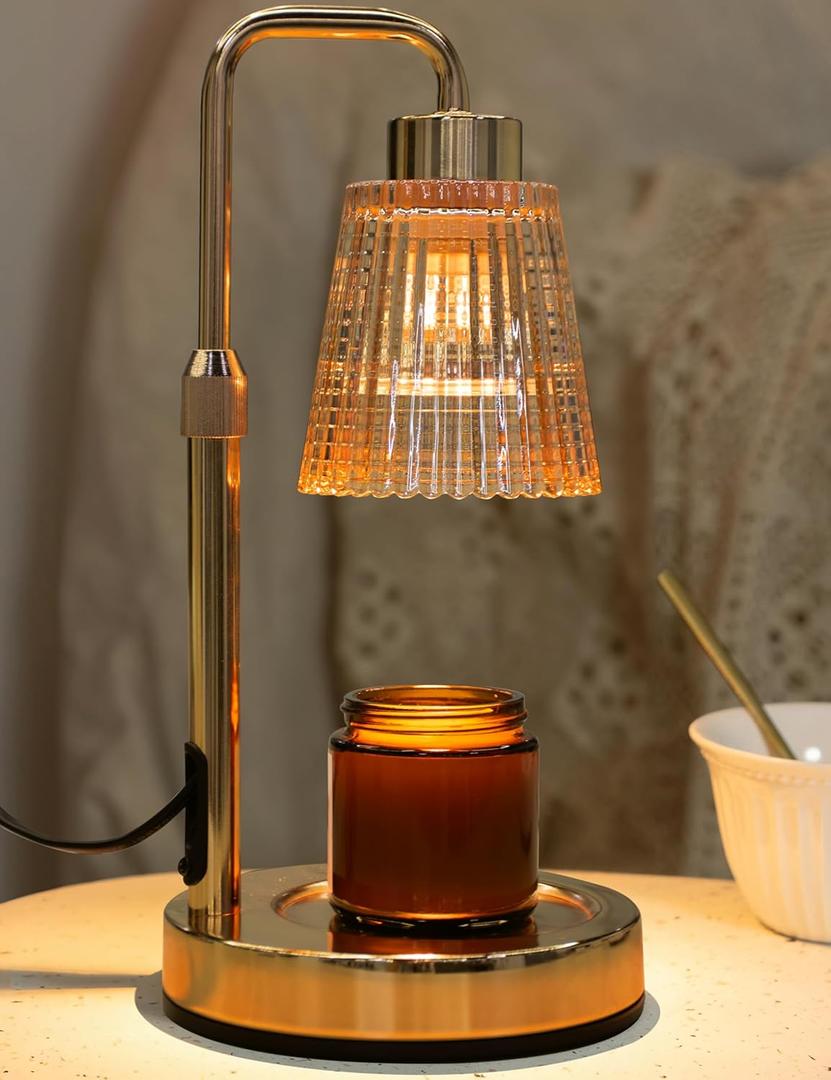 Candle Warmer Lamp with Timer Dimmable, Birthday Gifts for Women Mom, House Warming Gifts New Home Decor, Wax Melt Warmer for Jar Candles with 2 Bulbs (Gold)