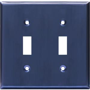 ENERLITES Toggle Light Switch Metal Wall Plate, Stainless Steel Switch Cover, Corrosion Resistant, Standrad Size 2-Gang 4.50" x 4.57", Stainless Steel 201, 7712-BBL, Brushed Blue (Pack of 2)