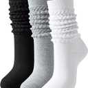 Slouch Socks Women Thigh High Boot Socks Soft Scrunch 3 Pair Pack 