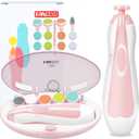 FANSIDI Baby Nail File Electric Nail Trimmer Safe Baby Nail Clippers Manicure Set with 10 Grinding Heads 8 Sandpapers, Trim Polish Groom for Newborn Infant Toddler or Adult Toes Fingernails Care, Pink