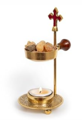 Christian Incense Burner, Incense Holder with Cross - Candle or Charcoal Resin Heated for Home Decor, Beautiful Adjustable Design for Worship and Spiritual Gifts, Create a Calming Atmosphere