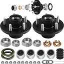 2 Sets Trailer Hub kit 5 Bolt 4.5", Trailer Axle Kit for 3500 lbs 5 Lug Trailer Hub Fit 1-1/16'' to 1-3/8" Spindle Boat Trailer, with L44649 L68149 Bearing Kits, Dust Cap and Rubber Plug