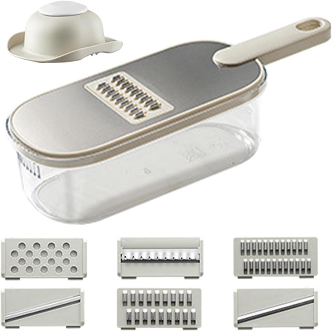 Mandoline Slicer for Kitchen,Mandoline Slicer with Container,6 in 1 Multi Purpose Food Chopper Vegetable Slicer,Cheese Shredder,Kitchen Gadgets