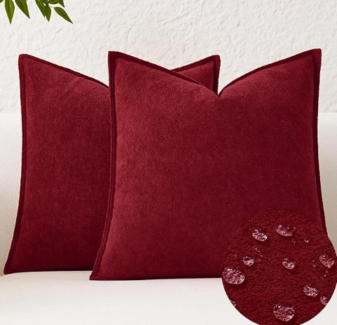 Kevin Textile Waterproof Decorative Pillow Covers Beige 24x24 Inch Pack of 2 Soft Boucle Textured Euro Pillowcases Elegant Accent Pillows for Couch Sofa Chair Bed Home Decor Indoor Outdoor