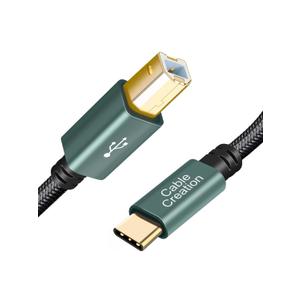 CableCreation USB B to C 6.6 FT Printer Cable, MIDI Cable, Nylon Braided USB-B to C Cord for MacBook Pro/Air, Type C to Type B for Yamaha Piano, MIDI Keyboard, DJ Controller, DAC, Green