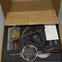 Matcha Whisk Set 7-Piece with Handmade Matcha Bowl & 100-Prong Purple Bamboo Whisk (Chasen), Complete Matcha Kit with Holder, Scoop & Rest, Bamboo Tea Mat, Gift-Ready Matcha Set (Gold)